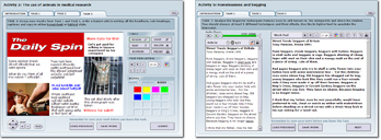 2 screen examples from activities relating to level 8 writing